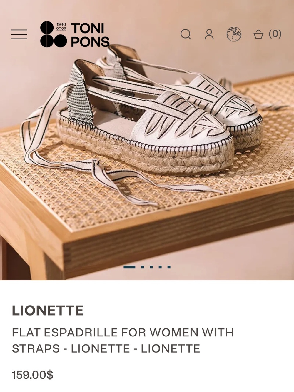 Toni Pons Lionette Flat Espadrilles in Cream with Ankle Straps